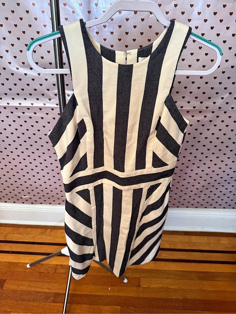 MILLY Graphic Stripe Maya Dress Black & Cream Size Medium